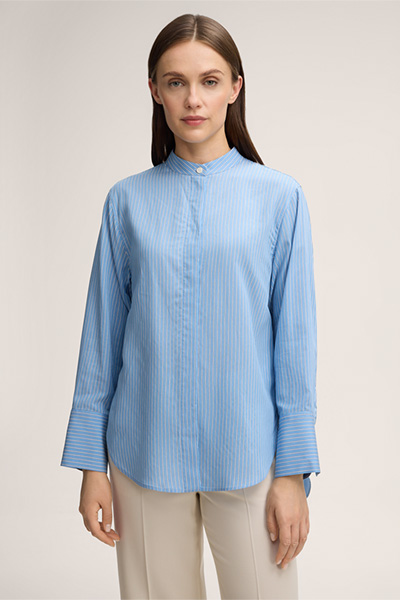 Seiden-Viskosemix-Hemdbluse in Blau